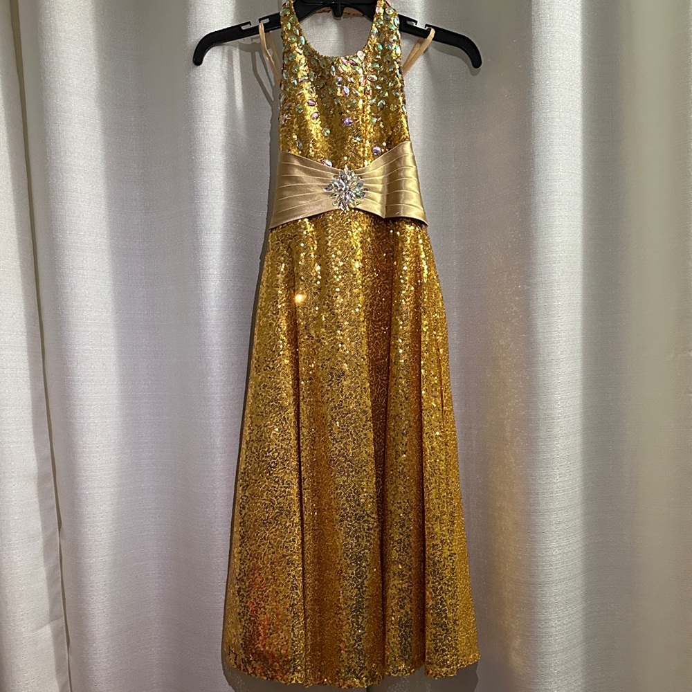 Sparkling Gold Sequin Kids Formal Dress